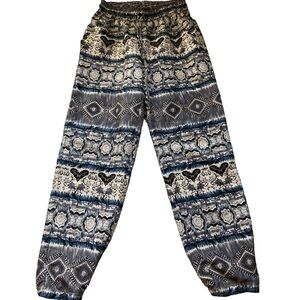 Mudd XS Lightweight Printed Boho Jogger Pants with Pockets Bohemian Festival